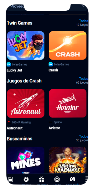 Captura de pantalla de los juegos de casino